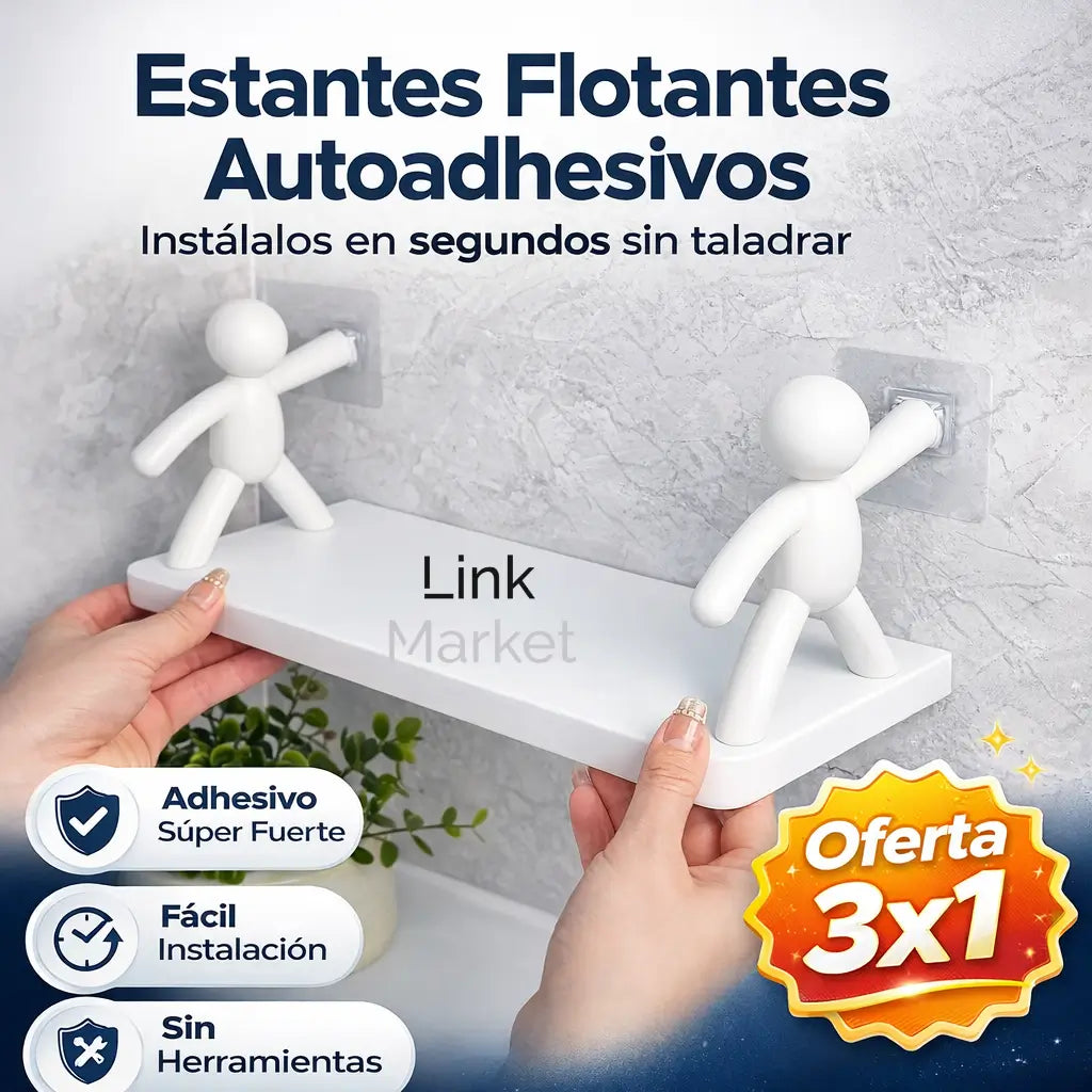 Estantes Adhesivos 3X1: Organiza al Instante Sin Perforar