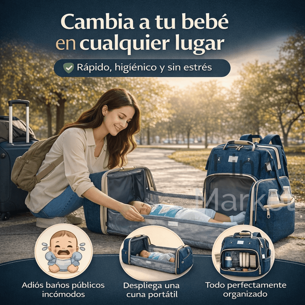 Mochila Maternal 3 en 1: Pañalera, Cuna y Mudador Portátil