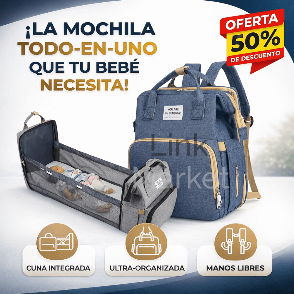 Mochila Maternal 3 en 1: Pañalera, Cuna y Mudador Portátil