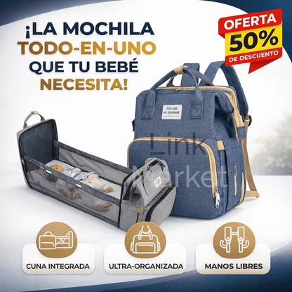 Mochila Maternal 3 en 1: Pañalera, Cuna y Mudador Portátil