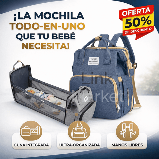 Mochila Maternal 3 en 1: Pañalera, Cuna y Mudador Portátil