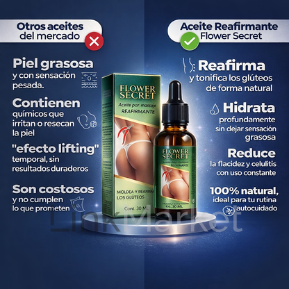 Flower Secret™ – Aceite Reafirmante para Glúteos