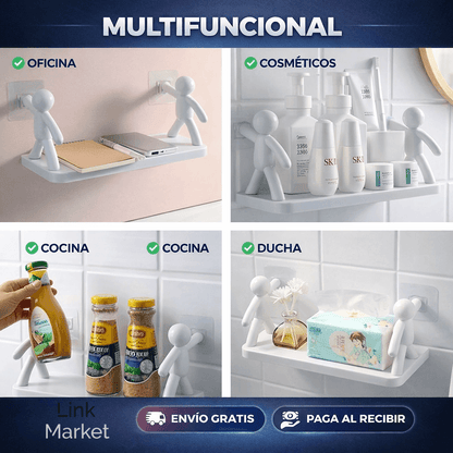 Estantes Adhesivos 3X1: Organiza al Instante Sin Perforar